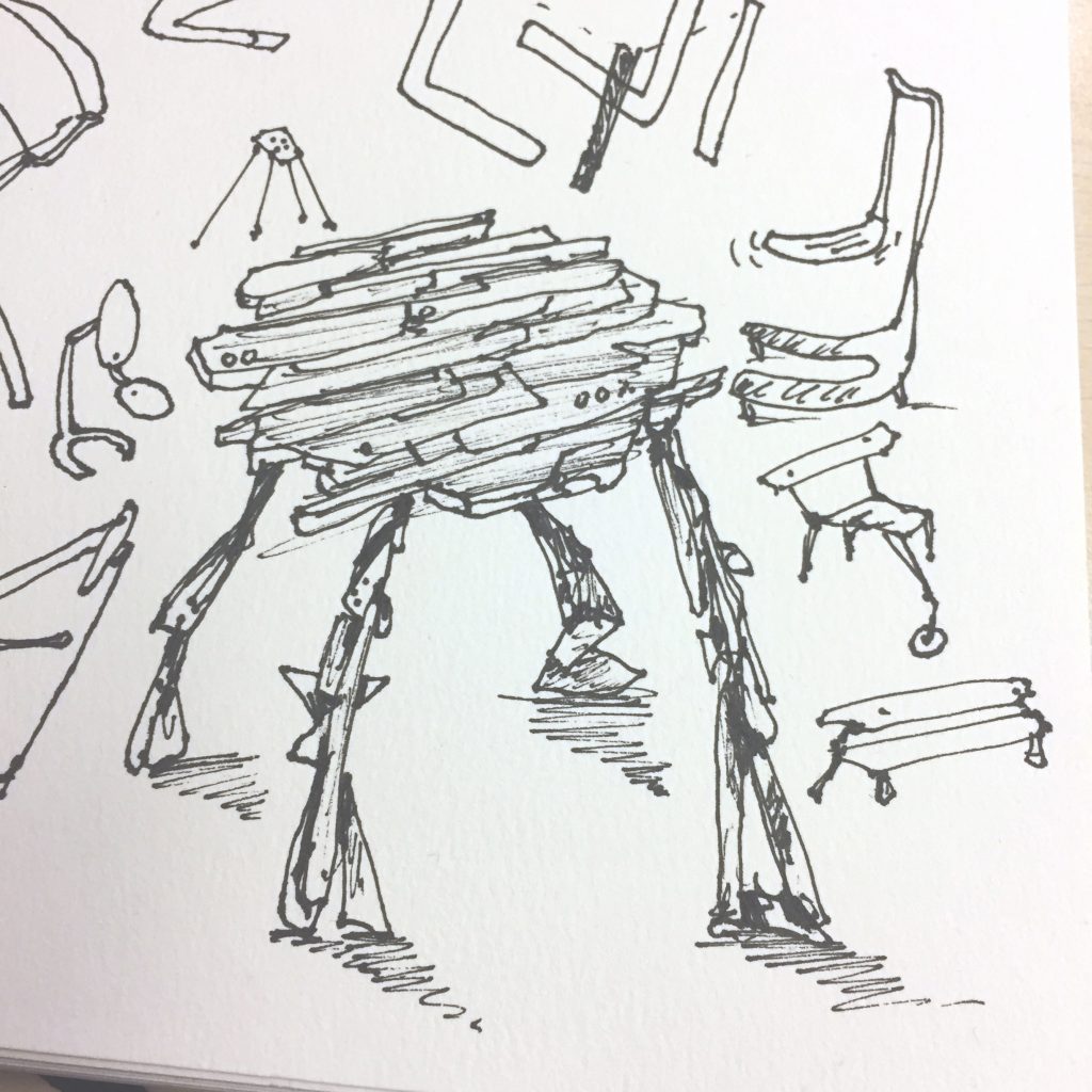 Stools and chairs doodle by Sebastian Galo