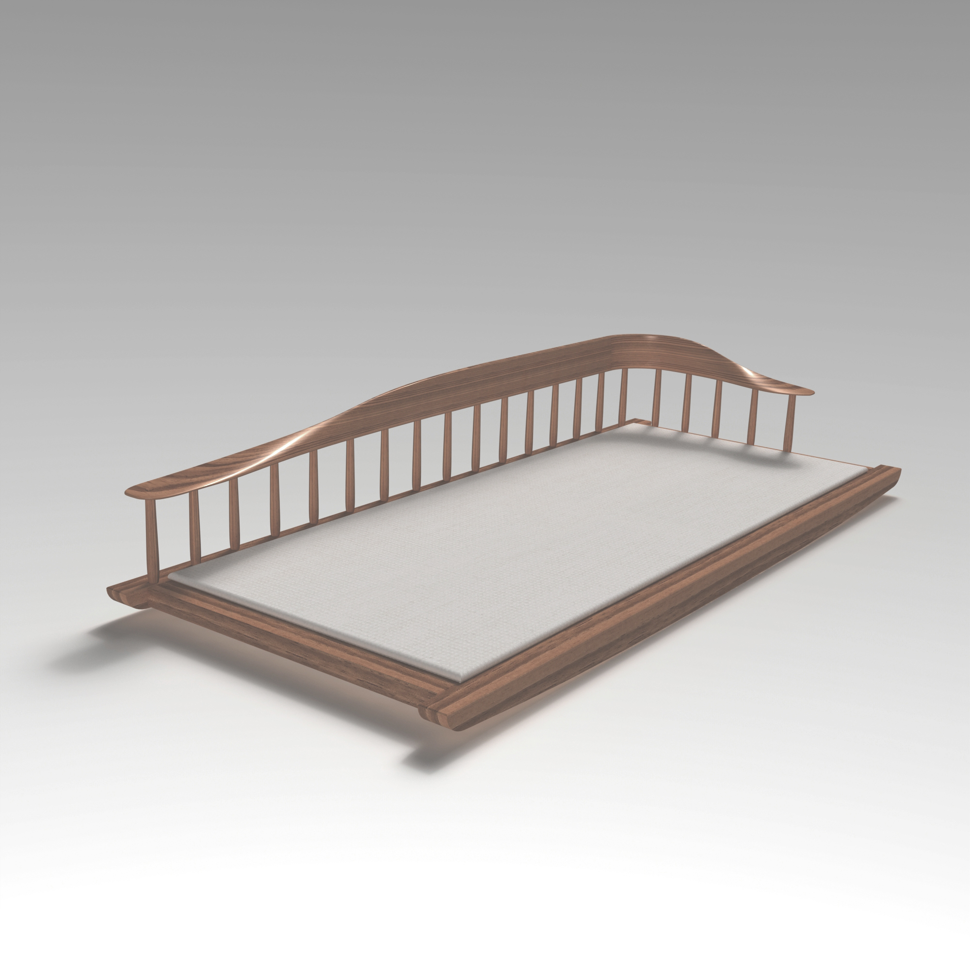 Day bed inspired by Japan and Småland, made in Solidworks, by Sebastian Galo