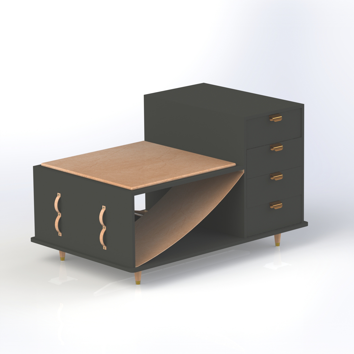 Combination furniture made in Solidworks, by Sebastian Galo