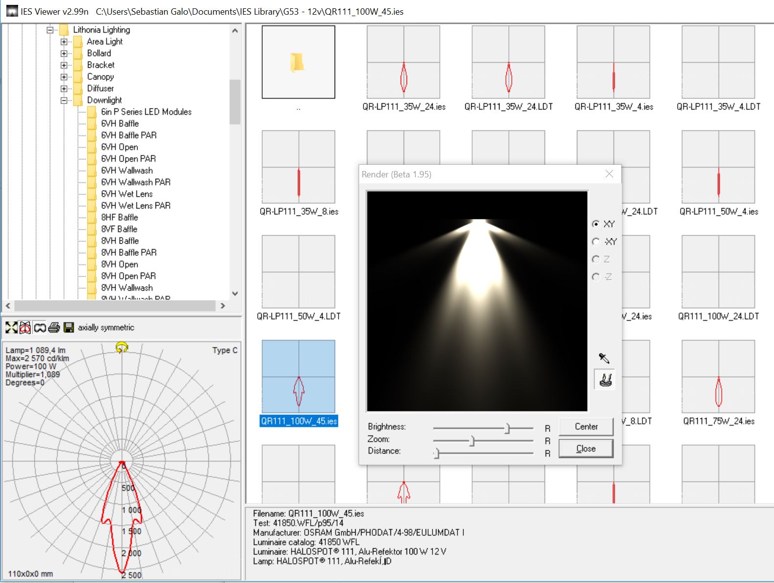 IES file preview rendering