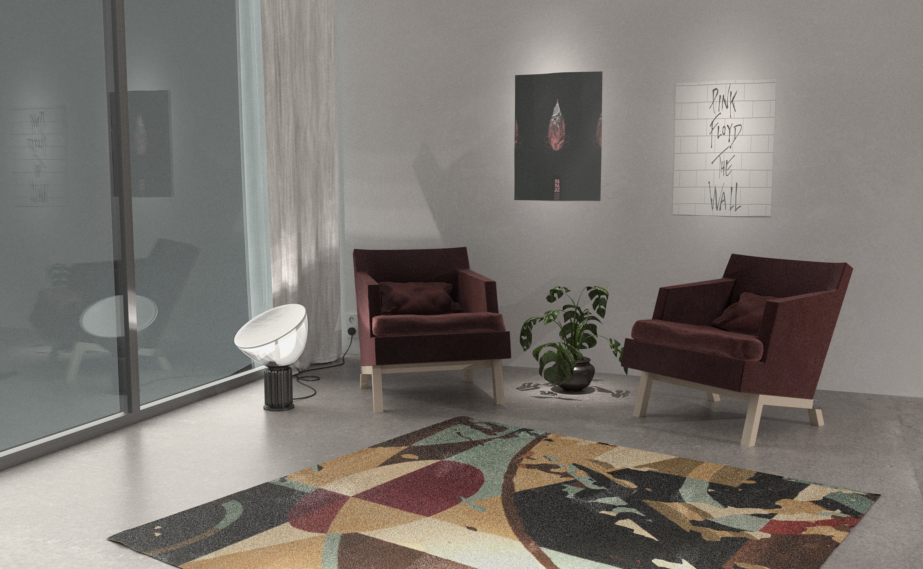 Blender visualization of armchairs.